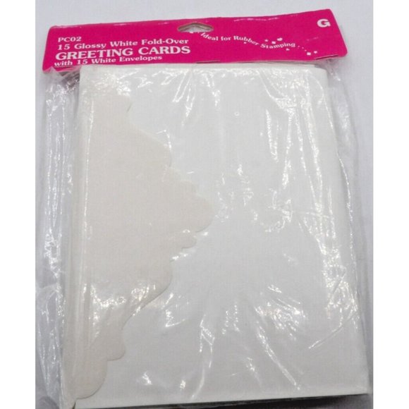 Cards & Envelopes  15 Glossy Fold over Cars w Envelopes 5 1/2"x4 1/2" NOS - Picture 2 of 2